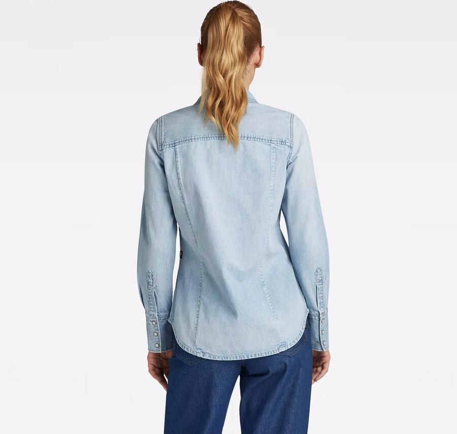 G-Star Raw Slim fit jeansblouse met paspelzakken op de borst model 'Western shirt' - Foto 10