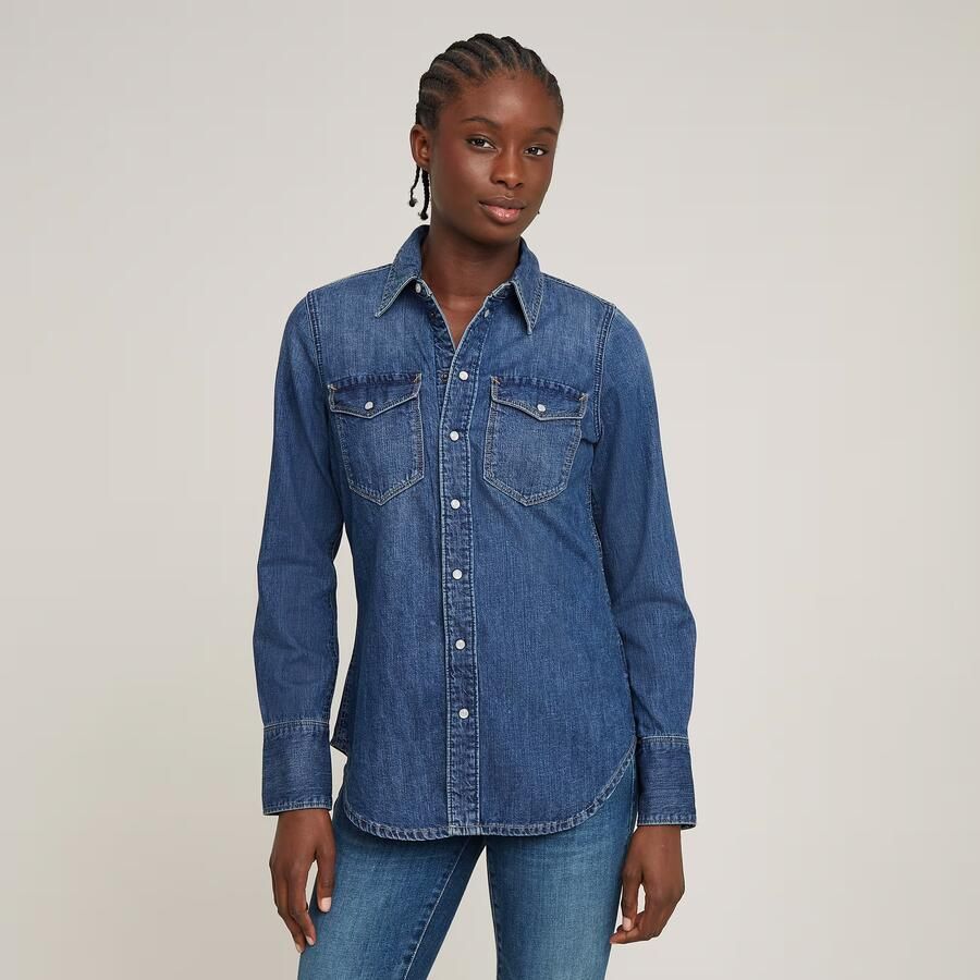 G-Star RAW Slim Western Shirt Midden blauw Dames - Foto 7