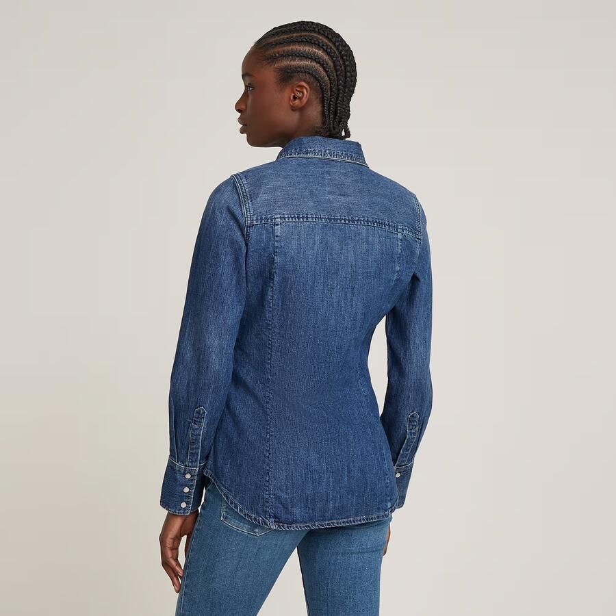 G-Star RAW Slim Western Shirt Midden blauw Dames
