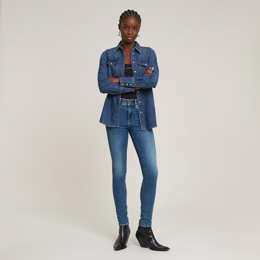 G-Star RAW Slim Western Shirt Midden blauw Dames - Foto 2