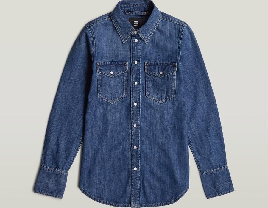 G-Star RAW Slim Western Shirt Midden blauw Dames - Foto 6