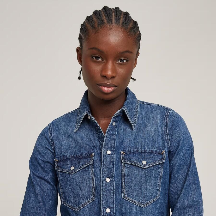 G-Star RAW Slim Western Shirt Midden blauw Dames - Foto 3