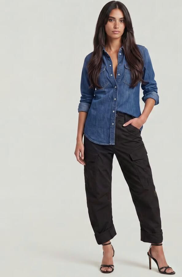 G-Star RAW Slim Western Shirt Midden blauw Dames - Foto 5