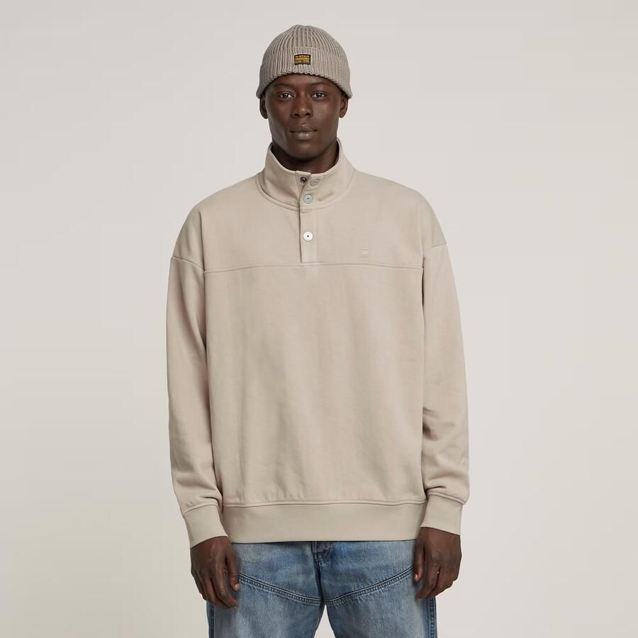 G-Star RAW Snap Button Loose Sweater Beige Heren - Foto 7