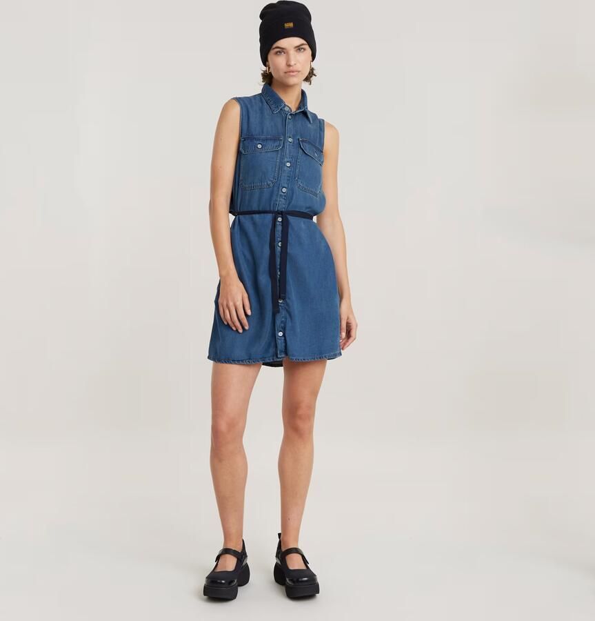 G-Star RAW Soft Cargo Jurk Midden blauw Dames - Foto 6