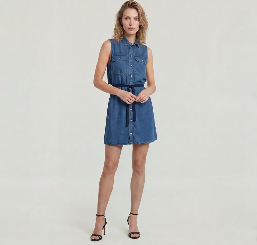 G-Star RAW Soft Cargo Jurk Midden blauw Dames - Foto 5