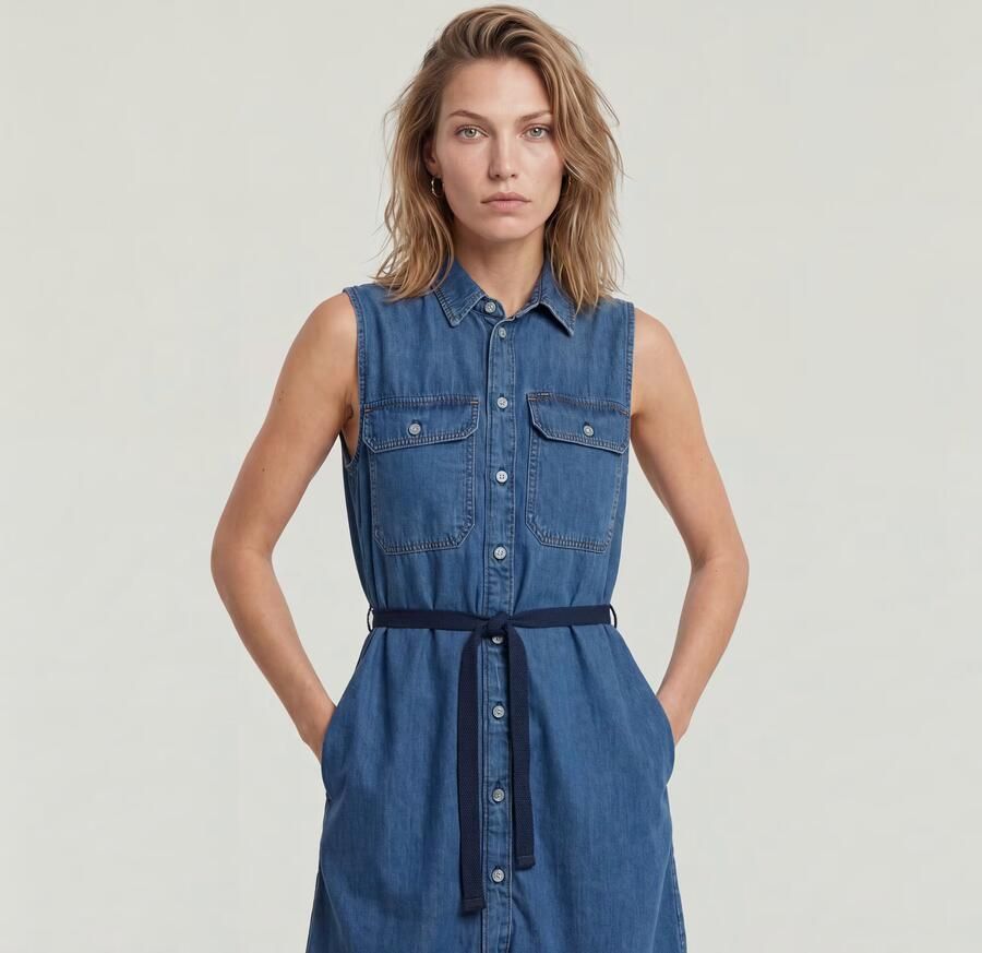 G-Star RAW Soft Cargo Jurk Midden blauw Dames - Foto 4