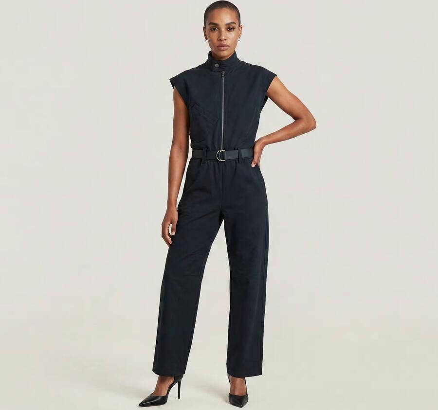 G-Star Raw Jumpsuit van viscosemix met ritssluiting en riem - Foto 5
