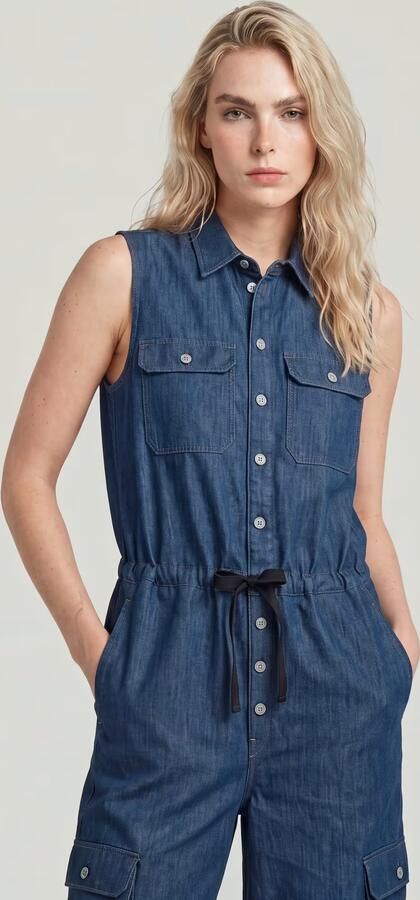 G-Star RAW Soft Utility Jumpsuit Donkerblauw Dames - Foto 6