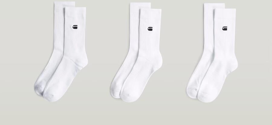 G-Star RAW Sokken CLAY 3 PACK SPORTS SOCKS effen met labelborduursel (set 3 paar) - Foto 3