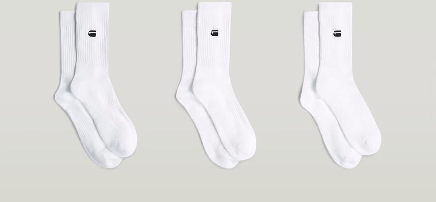 G-Star RAW Sokken CLAY 3 PACK SPORTS SOCKS effen met labelborduursel (set 3 paar) - Foto 6