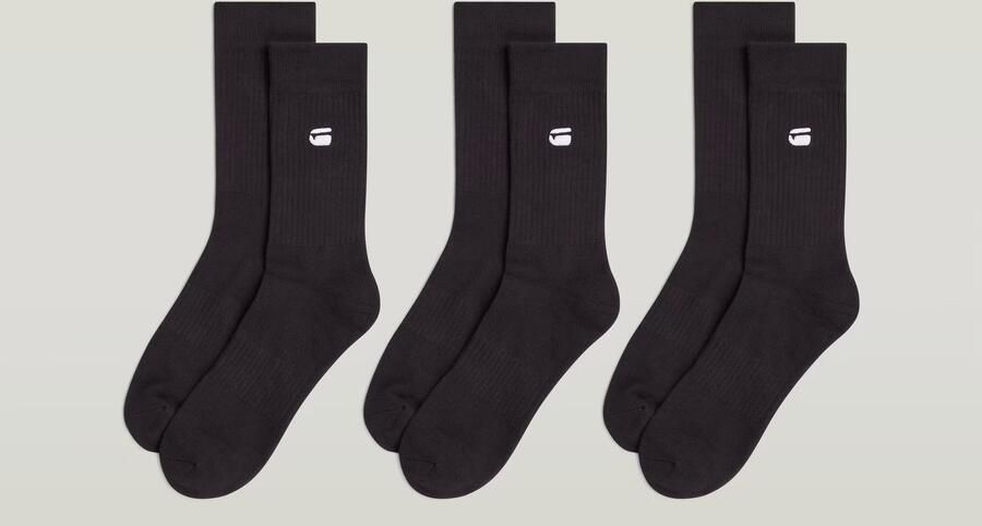 G-Star RAW Sokken CLAY 3 PACK SPORTS SOCKS effen met labelborduursel (set 3 paar) - Foto 3