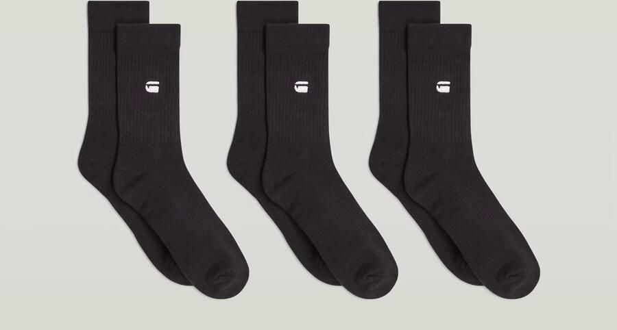 G-Star RAW Sokken CLAY 3 PACK SPORTS SOCKS effen met labelborduursel (set 3 paar) - Foto 6