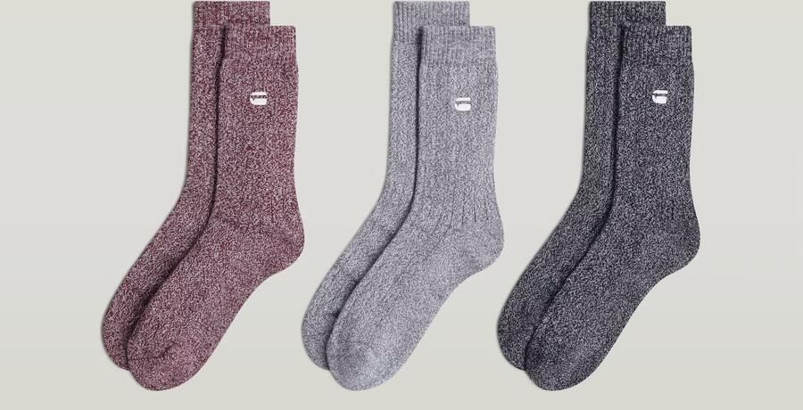 G-Star RAW Sokken Rib 3 Paar Meerkleurig Heren