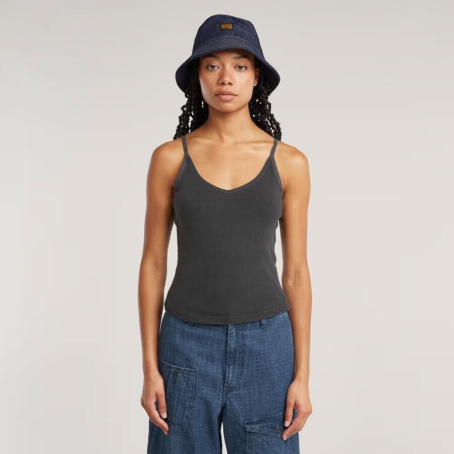 G-Star RAW Spaghetti Strap Rib Top Zwart Dames - Foto 7
