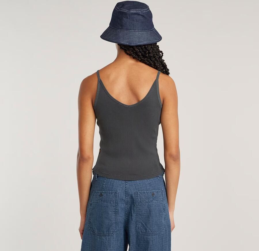G-Star RAW Spaghetti Strap Rib Top Zwart Dames - Foto 5