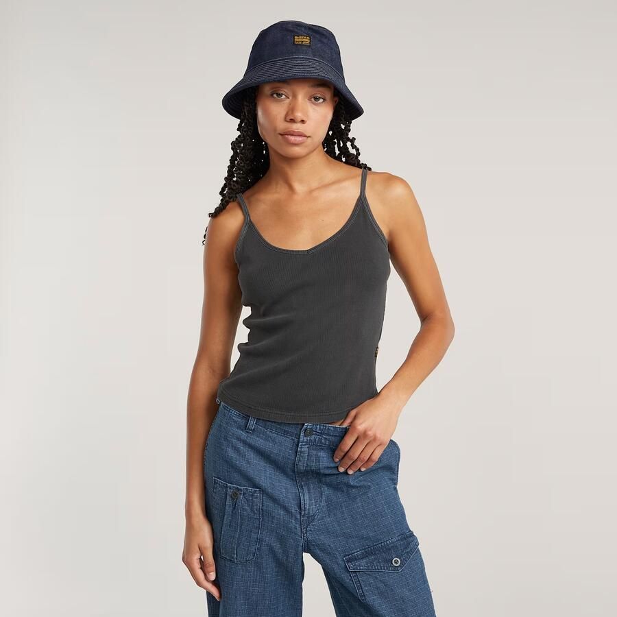 G-Star RAW Spaghetti Strap Rib Top Zwart Dames - Foto 2