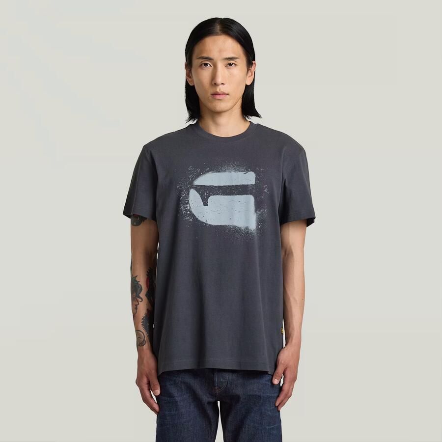 G-Star RAW Spray G Logo T-shirt Donkerblauw Heren