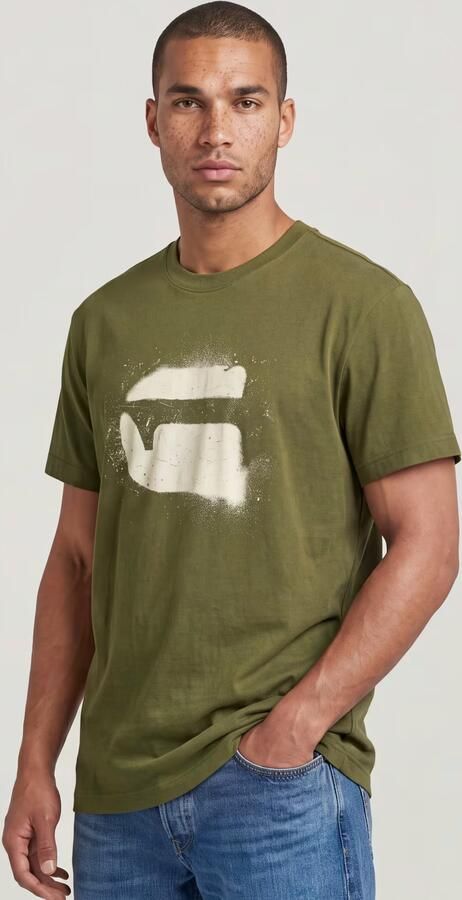 G-Star RAW Spray G Logo T-shirt Groen Heren - Foto 5
