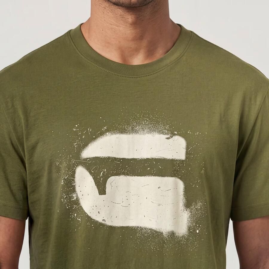 G-Star RAW Spray G Logo T-shirt Groen Heren - Foto 3