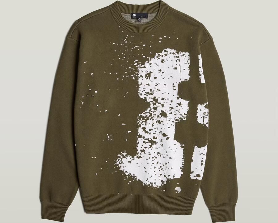 G-Star RAW Sprayed 89 Relaxed Gebreide Trui Groen Heren - Foto 7