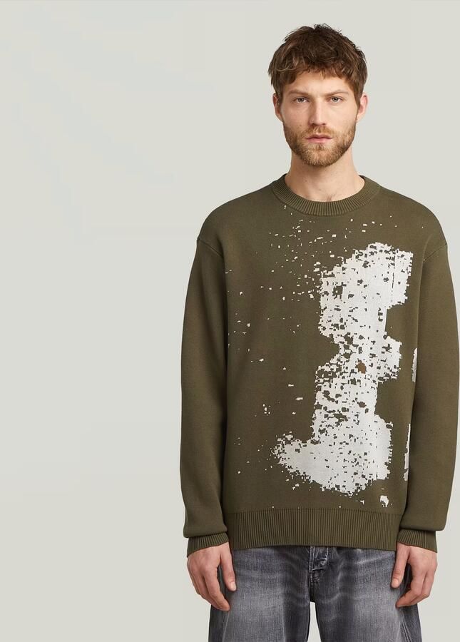 G-Star RAW Sprayed 89 Relaxed Gebreide Trui Groen Heren - Foto 4