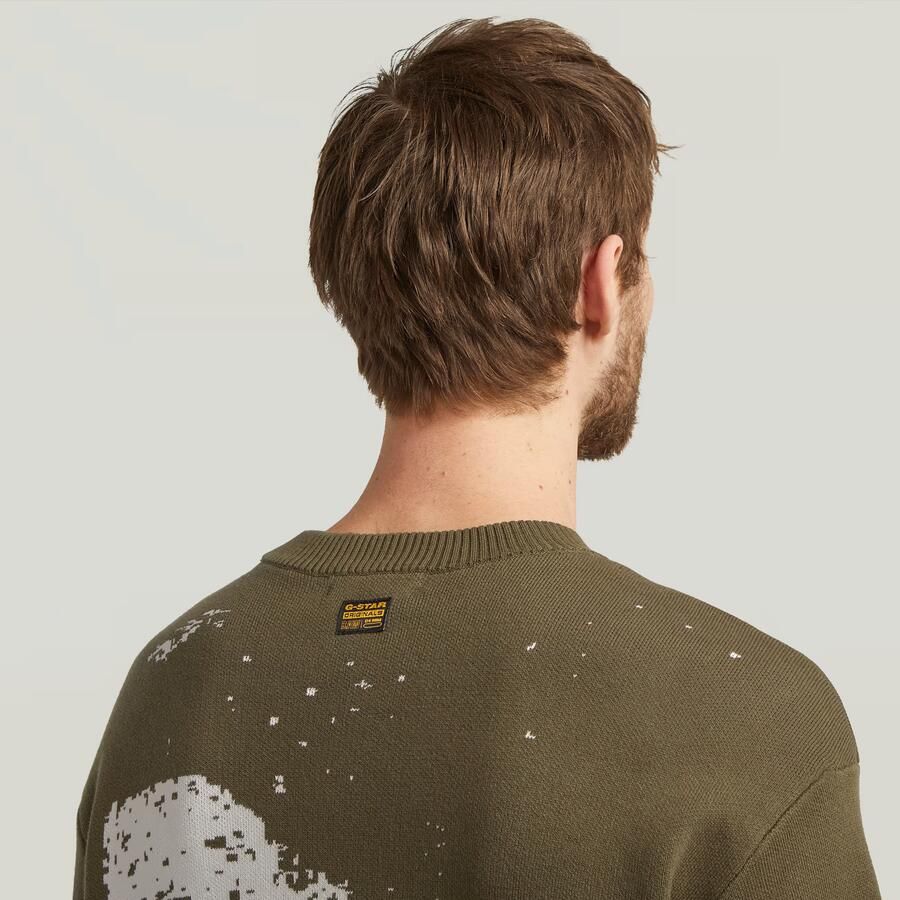 G-Star RAW Sprayed 89 Relaxed Gebreide Trui Groen Heren - Foto 2