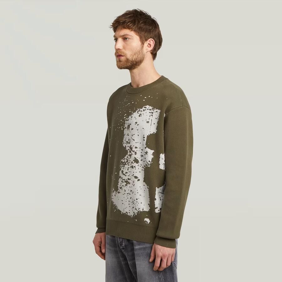 G-Star RAW Sprayed 89 Relaxed Gebreide Trui Groen Heren - Foto 3