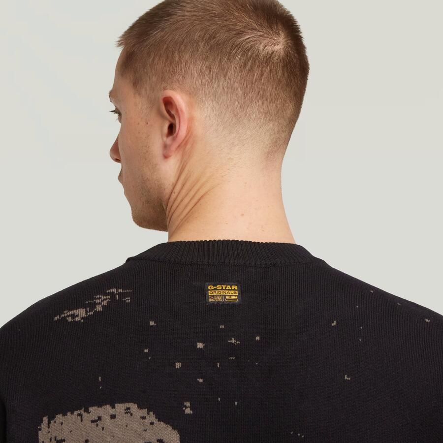 G-Star RAW Sprayed 89 Relaxed Gebreide Trui Zwart Heren