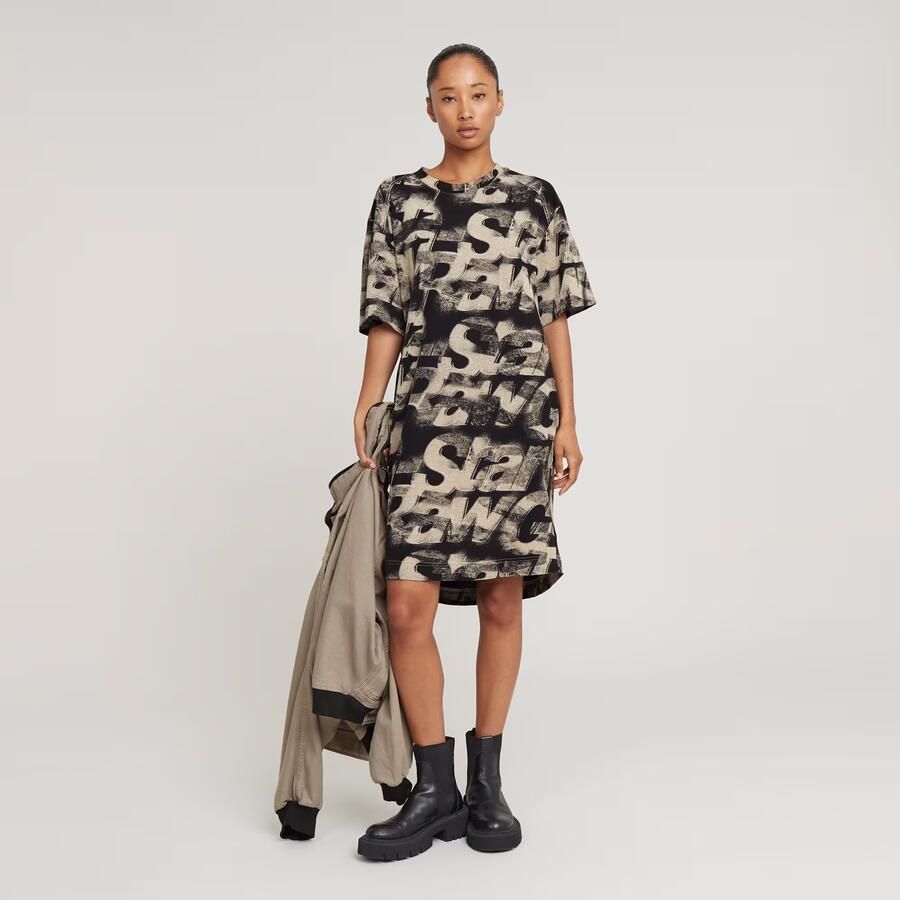 G-Star RAW Sprayed Letters Loose Jurk Meerkleurig Dames
