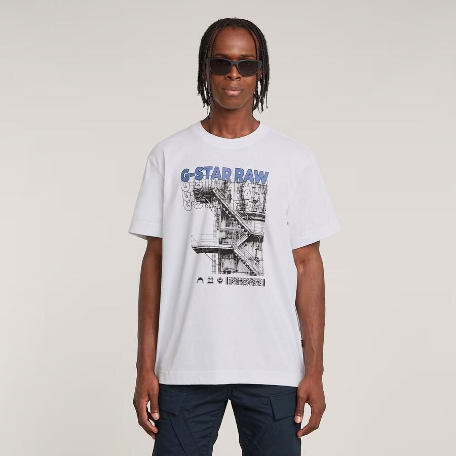 G-Star RAW Stairs Graphic Loose T-shirt Wit Heren - Foto 7