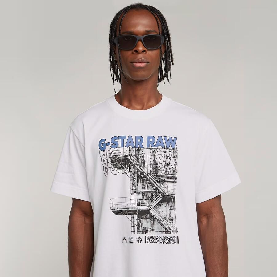 G-Star RAW Stairs Graphic Loose T-shirt Wit Heren - Foto 4