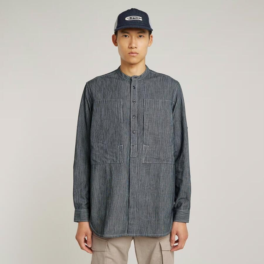 G-Star RAW Stand Collar Rollup Relaxed Shirt Donkerblauw Heren