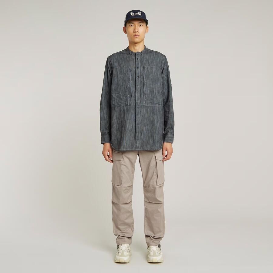 G-Star RAW Stand Collar Rollup Relaxed Shirt Donkerblauw Heren - Foto 2