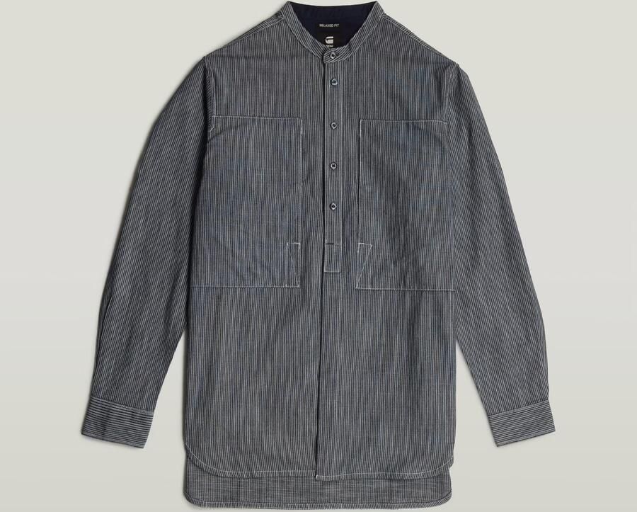 G-Star RAW Stand Collar Rollup Relaxed Shirt Donkerblauw Heren - Foto 6