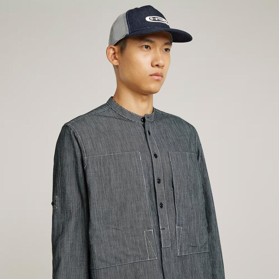 G-Star RAW Stand Collar Rollup Relaxed Shirt Donkerblauw Heren - Foto 3