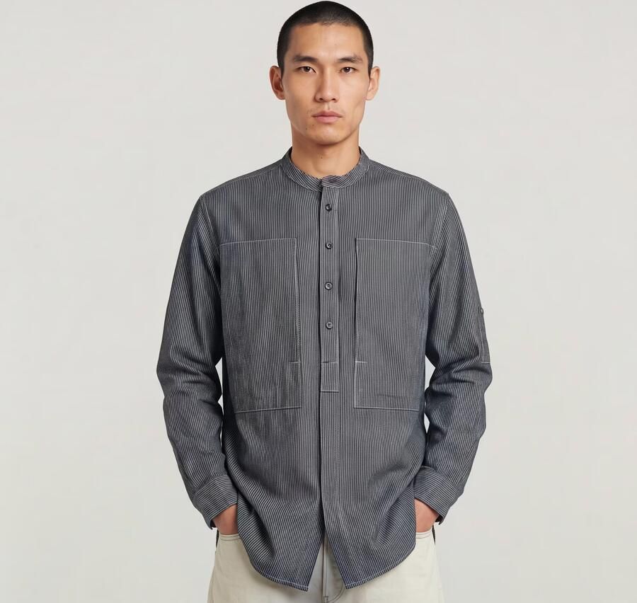 G-Star RAW Stand Collar Rollup Relaxed Shirt Donkerblauw Heren - Foto 4