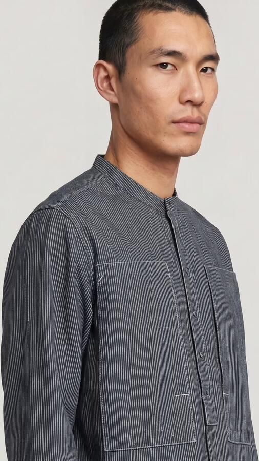 G-Star RAW Stand Collar Rollup Relaxed Shirt Donkerblauw Heren - Foto 5