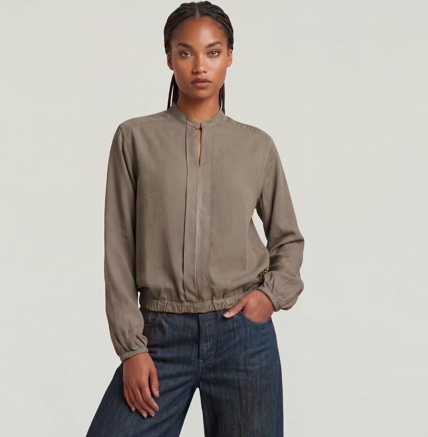 G-Star RAW Stand Up Collar Overhemd Bruin Dames - Foto 3