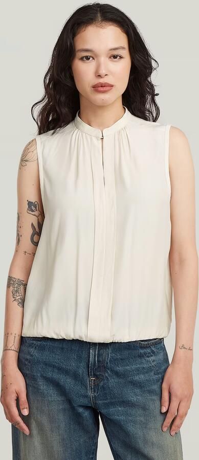 G-Star RAW Stand-Up Collar Sleeveless Top Wit Dames
