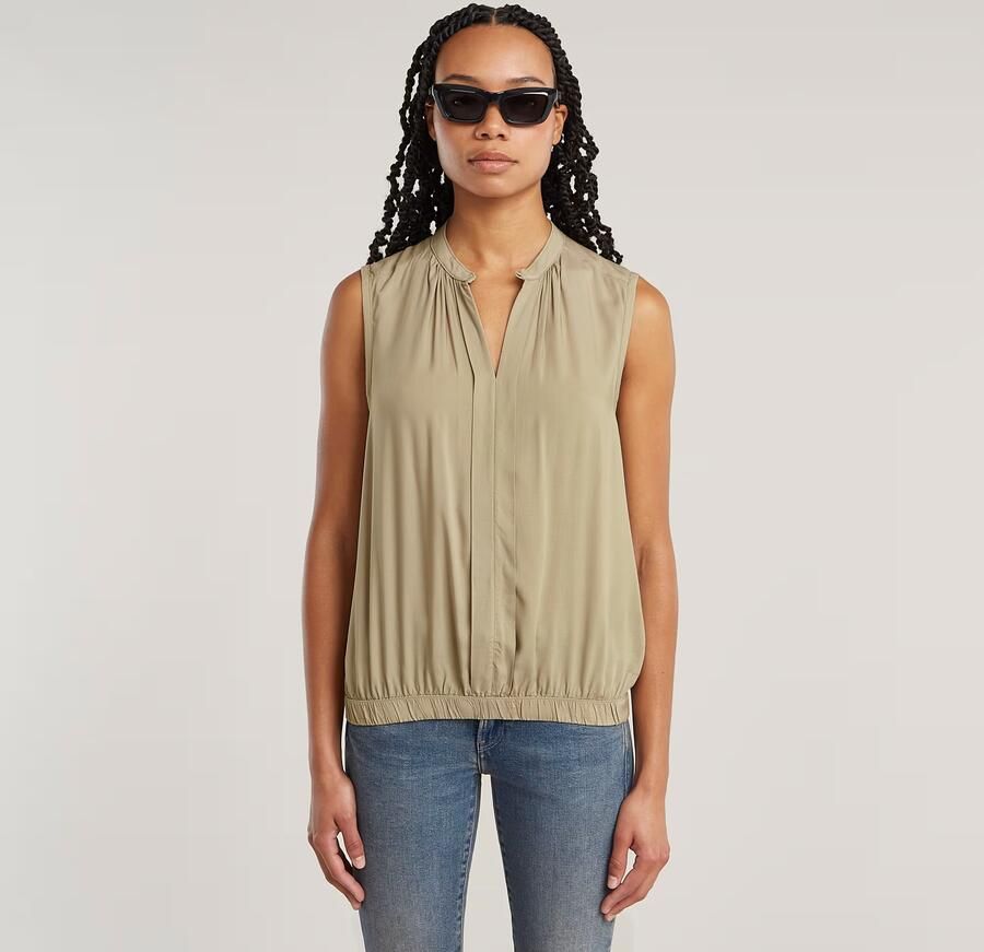 G-Star RAW Stand Up Collar Top Beige Dames - Foto 7