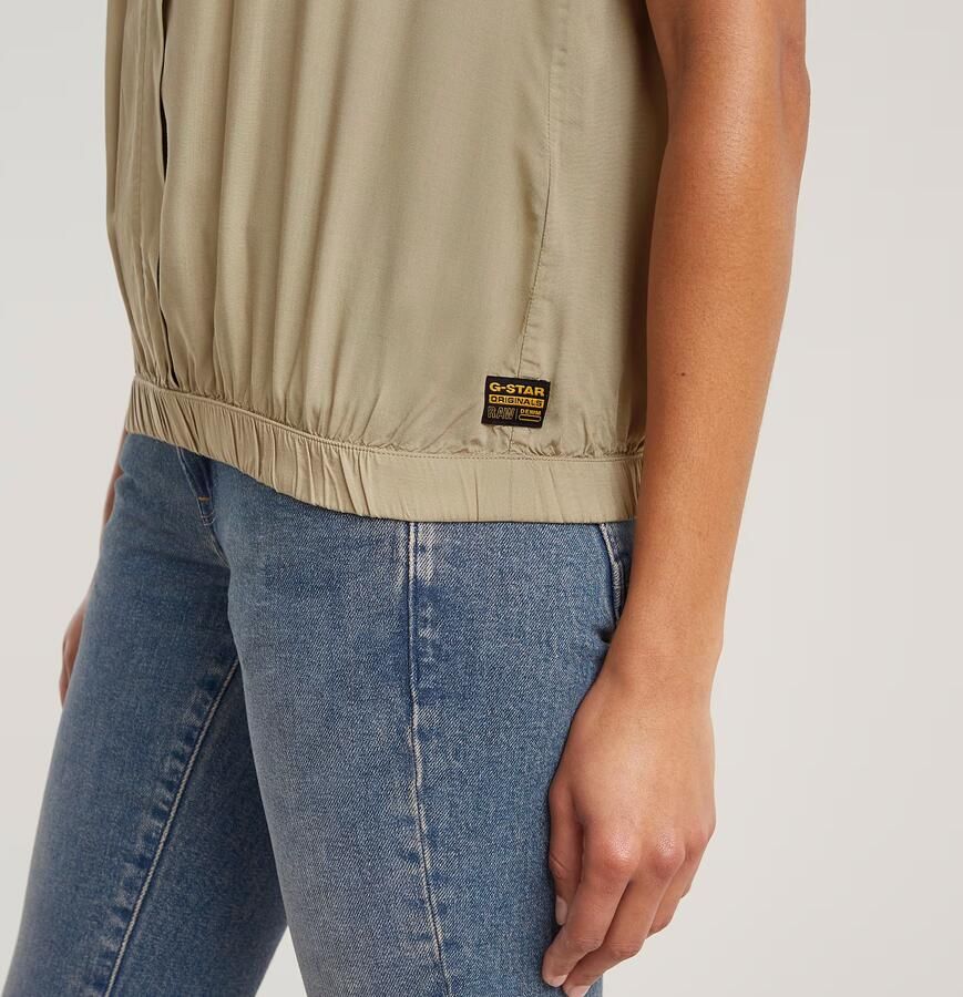 G-Star RAW Stand Up Collar Top Beige Dames - Foto 5