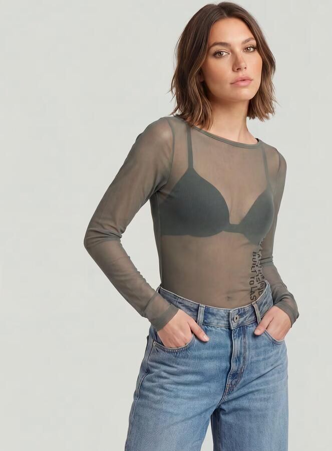 G-Star RAW Stencil Boat Slim T-Shirt Bruin Dames - Foto 3