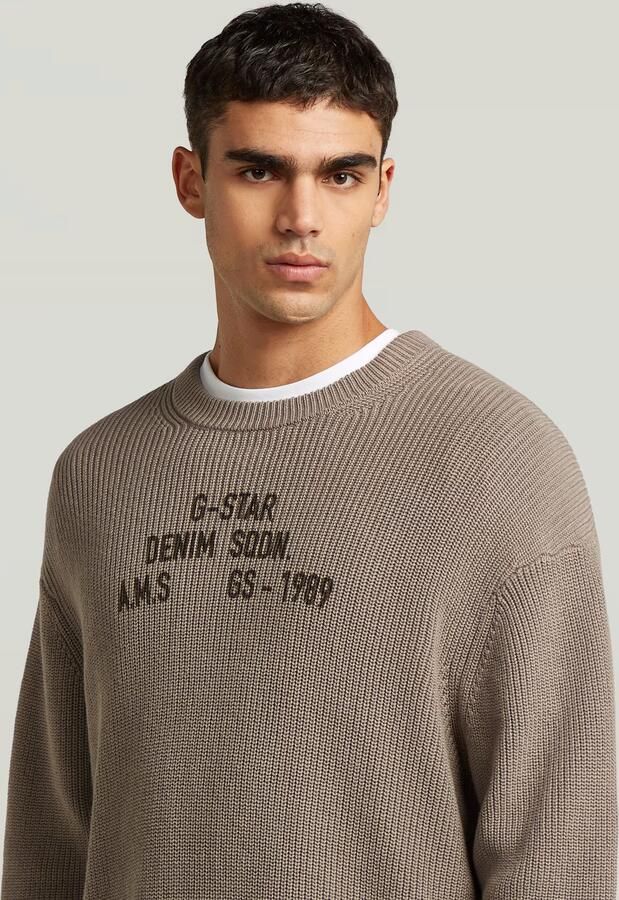G-Star RAW Stencil Loose Graphic Gebreide Trui Beige Heren - Foto 4