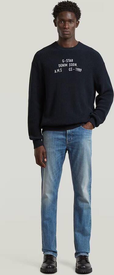 G-Star RAW Stencil Loose Graphic Gebreide Trui Donkerblauw Heren - Foto 7