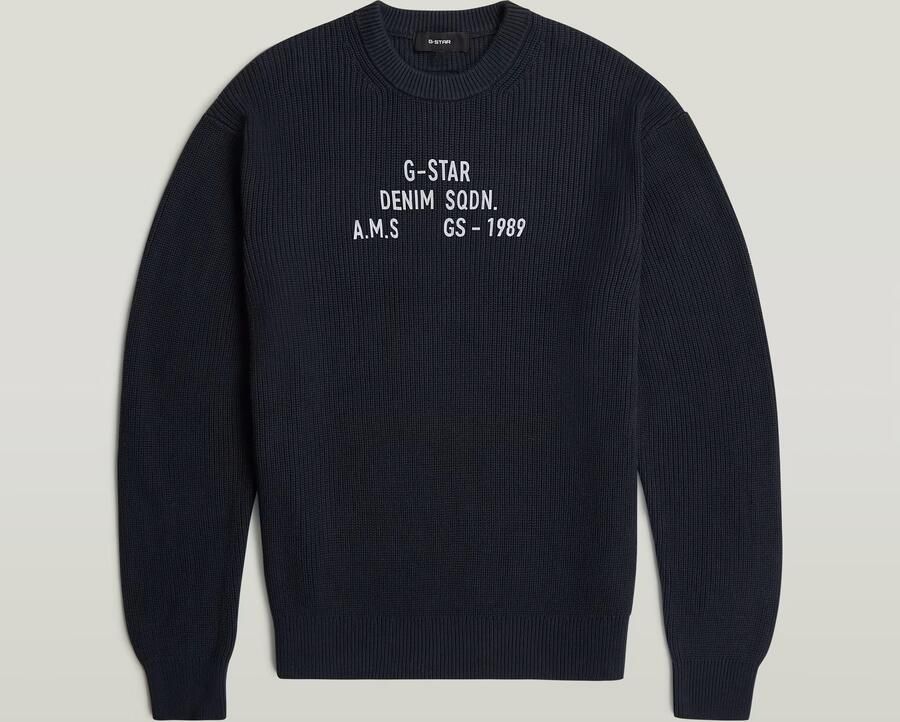 G-Star RAW Stencil Loose Graphic Gebreide Trui Donkerblauw Heren - Foto 3
