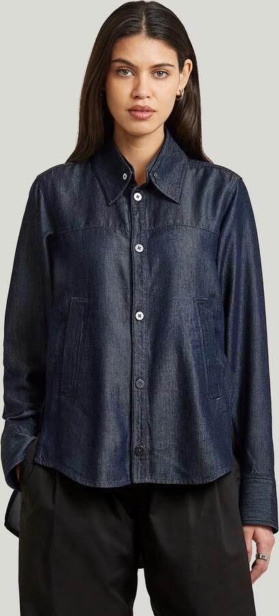 G-Star RAW Step Hem Pocket Overhemd Donkerblauw Dames