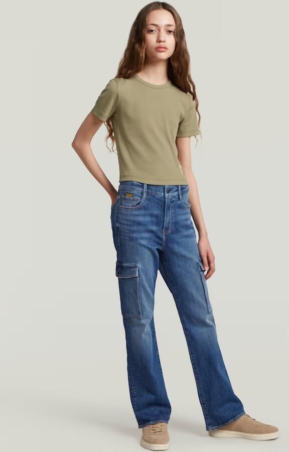 G-Star RAW Strace Straight Cargojeans Meisjes Midden blauw meisjes - Foto 3