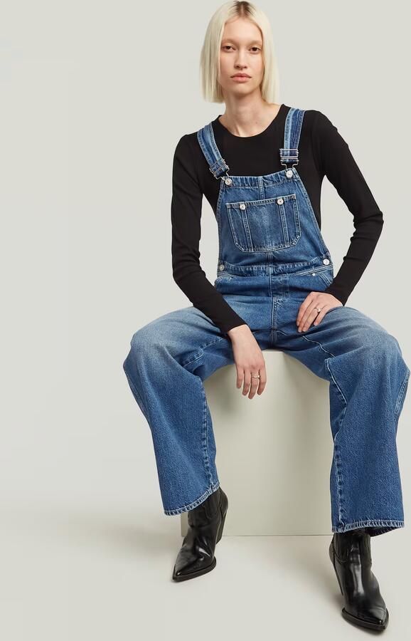G-Star RAW Tuinbroek Straight Leg Dungaree met knopen aan de zijkanten - Foto 7