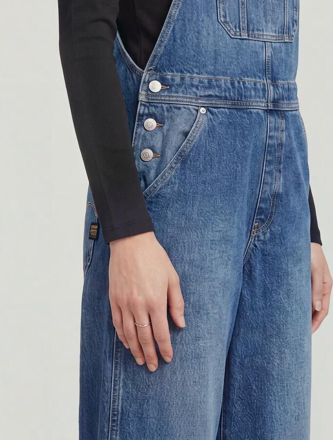 G-Star RAW Tuinbroek Straight Leg Dungaree met knopen aan de zijkanten - Foto 12